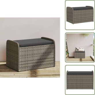 vidaXL Seduta da esterno - vidaXL Cassapanca con Cuscino Grigia 80x51x52 cm in Polyrattan - Cuscino sfoderabile