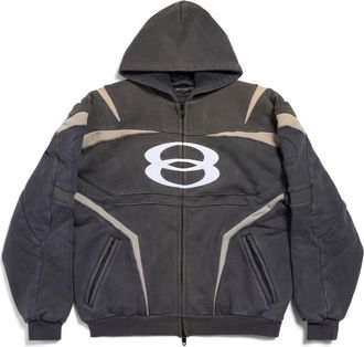 Balenciaga Unity Sports Icon Biker Zip-Up Hoodie Oversized Black White 790359TQVM21070