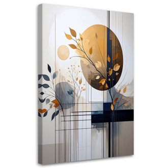 Feeby Impresi&oacute;n De Imagen, C&iacute;rculos Y Hojas Abstractos Marr&oacute;n Beige, 80x120