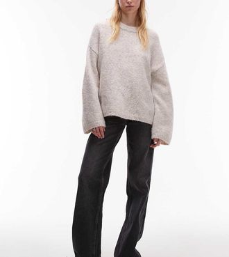 Topshop Tall Ember low rise straight leg jeans in washed black