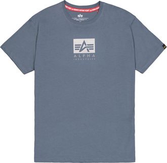 Alpha Industries T-Shirt ALPHA INDUSTRIES Satin Logo T-Shirt, Herren, Gr. XXL, blau (denim blau), Obermaterial: 100% Baumwolle, Shirts T-Shirt
