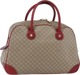 Celine Vintage Macadam Handbag Canvas And Leather Beige Pvc Handbag (Pre-Owned)