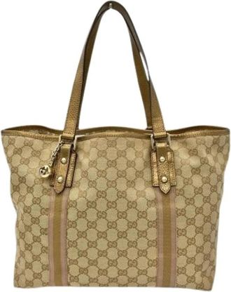 Gucci Pre-owned Tote Bag - Dames - Vintage Shopper - Beige - ONE Size - Leer - Vintage