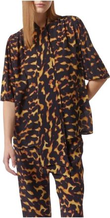 Silvian Heach Abstract dierenprint blouse voor vrouwen - Dames - Blouses - Bruin - L - Overhemden