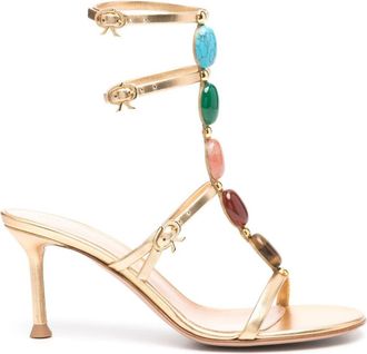 Gianvito Rossi 70mm Shanti leather sandals - women - Calf Leather/Calf Leather/Plastic/Calf Leather - 34.5 - Gold