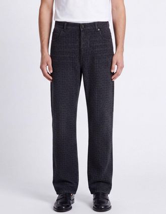 Balmain Jeans straight in denim con monogram PB jacquard