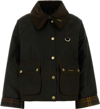 Barbour Olive Solid Shirt Collar Jacket