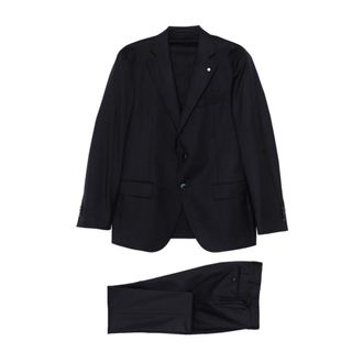Luigi Bianchi Mantova Single-breasted pak - Heren - Business pakken - Blauw - XL - Leer - Kostuums