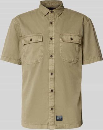 Superdry Regular Fit Freizeithemd mit 1/2-Arm Modell Military in Camel, Größe XXL
