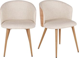 Maisons du monde Set de 2 sillas profesionales beige con respaldo de madera de roble