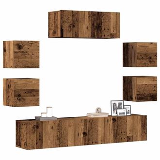 Berkfield Home 7 Piece TV Cabinet Set Wall-mounted Old Wood Engineered Wood in Brown