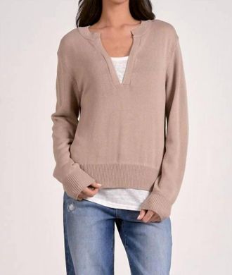 Elan Sally Sweater Top In Oatmeal White