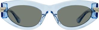 Bottega Veneta BV1189S Tapered Oval Acetate Sunglasses - Blue