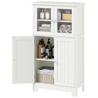 Kleankin Kleankin - Mobiletto Bagno Con 2 Armadietti E Ripiano Regolabile Bianco