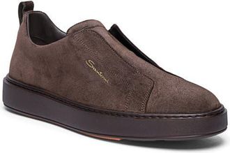 Santoni Victory Laceless Slip-On Sneaker in Dark Brown at Nordstrom, Size 11.5