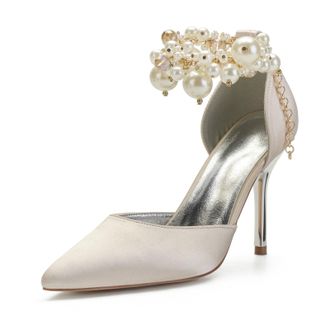 Miyoopark Womens High Heel Wedding Shoes Beaded Elegant Formal Party Pumps M528 Champagne UK 9