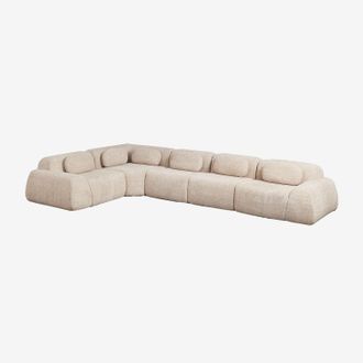 Sklum Sof&aacute; Modular Rinconera De 5 Piezas En Chenilla Envasado Al Vac&iacute;o Merida Sklum