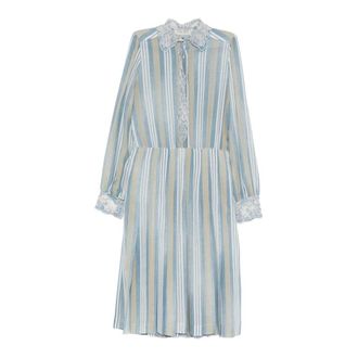 Ermanno Scervino Shirt Dresses, female, Multicolor, Size: XS Lace-trimmed Striped Dress