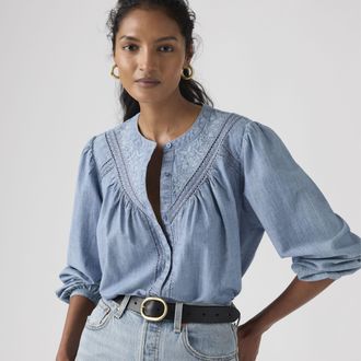 Levi's Cleo Long Sleeve Blouse - Womens - XS - Blue