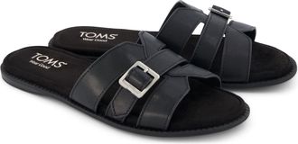 Toms Sol Mule Leer Dames Zwarte Sandalen