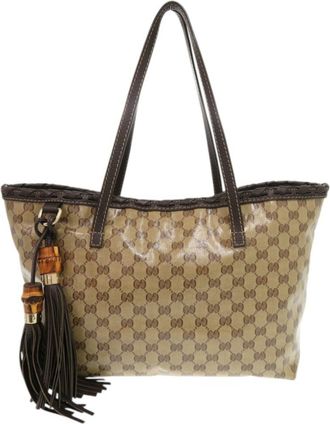 Gucci Beige Gg Crystal Leather Tote Bag (Pre-Owned)