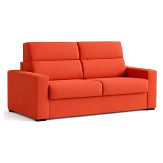Dmora Sof&aacute; Cama 2 Plazas Ecate, Desenfundable, Con Almacenaje Made In Italy, Apertura Abatible, 200x95 Cm Naranja