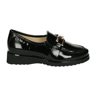 Hassia Zwarte Instappers met Uitneembaar Voetbed - Dames - Loafers - Zwart - 39 EU - Leer - Schoenen
