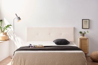 Moonia Moonia - Cabecero Tapizado Napoli Acualine 100x50x5 Cm - Beige