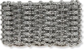 SIMKHAI Morgan Geweven Strass Clutch - Dames - Clutches - Grijs - ONE Size - Leer - Tassen