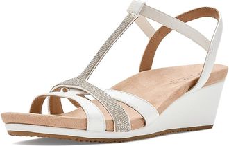 Life Stride Mimosa Strappy Sandals Womens Wedge Shoes White : 7.5 M (B), Faux Leather