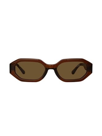 Linda Farrow x The Attico Irene geometric-frame sunglasses - unisex - Cellulose Acetate - One Size - Brown