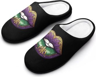 Generic Mardi And Gras Lip Mens Slippers Comfortable And Non-slip Cotton Slipper Shoe for House