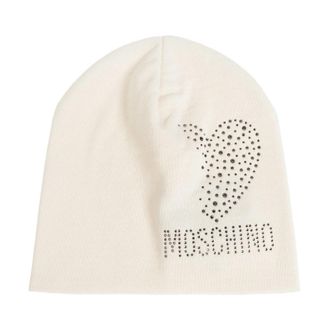 Moschino Wol muts met glinsterende pailletten - Dames - Hoeden - Beige - ONE Size - Wol - Accessoires