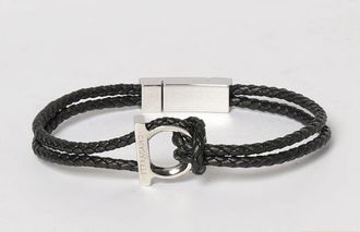 Ferragamo Bracciale Gancini Ferragamo in pelle e ottone