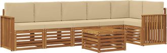 vidaXL Conjunto De Sof&aacute;s De Exterior 7 Uds. Natural Y Beige Poli&eacute;ster Vidaxl