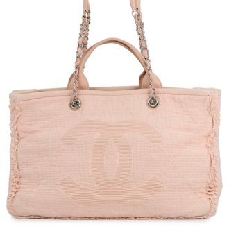 Chanel Pink Canvas Handbag Shopping Bag Tote Bag (Pre-Owned)