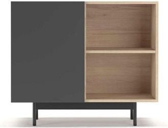 HERDASA Herdasa - Mueble Auxiliar Modelo 601-2 Acabado En Roble/grafito. 78 Cm (alto) X 90 Cm (ancho) X 34 Cm (prof.)