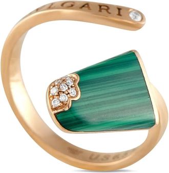 Bulgari Anello Gelati in oro rosa 18kt con malachite e diamanti
