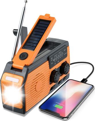 OEM Radio Solar De Emergencia Noaa Con Manivela, Bater&iacute;a Externa De 5000 Mah Y Pantalla De Energ&iacute;a