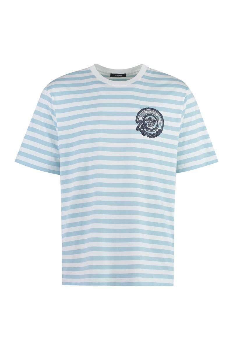 【関税&送料込】Versace Striped T-Shirt Versace Striped cotton-blend jersey T-shirt Versace