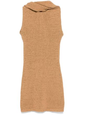 Aya Muse hooded knitted mini dress - women - Organic Cotton/Nylon - M - Brown