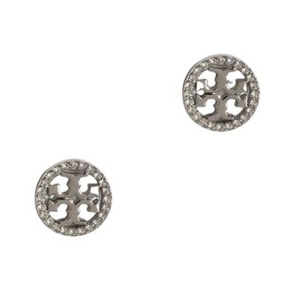 Tory Burch Accessoires, Dames, Grijs, ONE Size, Icon Pav&eacute; Stud Oorbellen