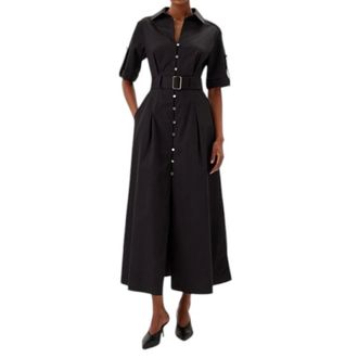 Fracomina Shirt Dresses, female, Black, Size: XL Long Chemisier Dress