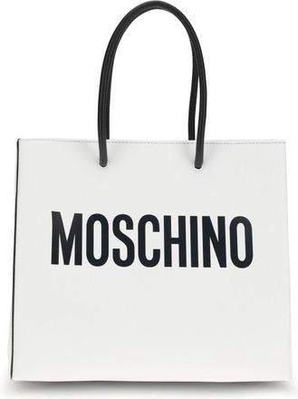 Moschino White Logo Small Tote
