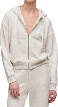 ATM Anthony Thomas Melillo Exposed Seam Zip-Up Hoodie In Chalk Donegal