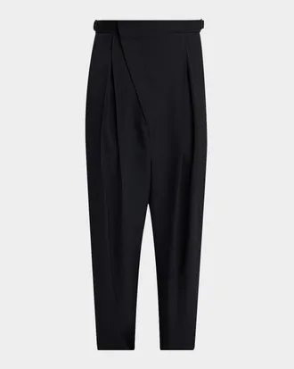 Bottega Veneta Men & apos;s Asymmetric High-Rise Pleated Wool Trousers