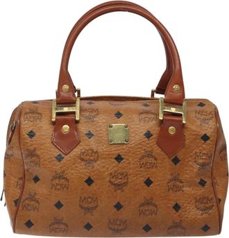 MCM Visetos Brown Canvas Handbag (Pre-Owned)