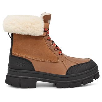 UGG Ashton Addie Leather Synthetic Womens Ankle Boots - Chestnut - Size:UK 8