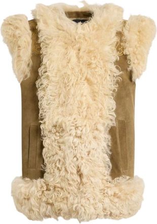 Etro Chaleco de borrego con bordado de pavo real - Jackets - Mujer - Beige - S