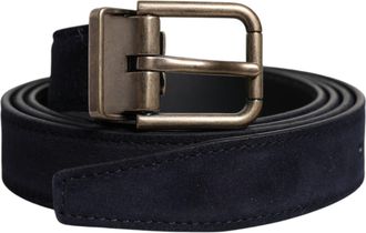 Dolce & Gabbana Black Goat Leather Metal Buckle Classic Mens Belt